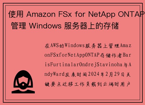 使用 Amazon FSx for NetApp ONTAP 管理 Windows 服务器上的存储 